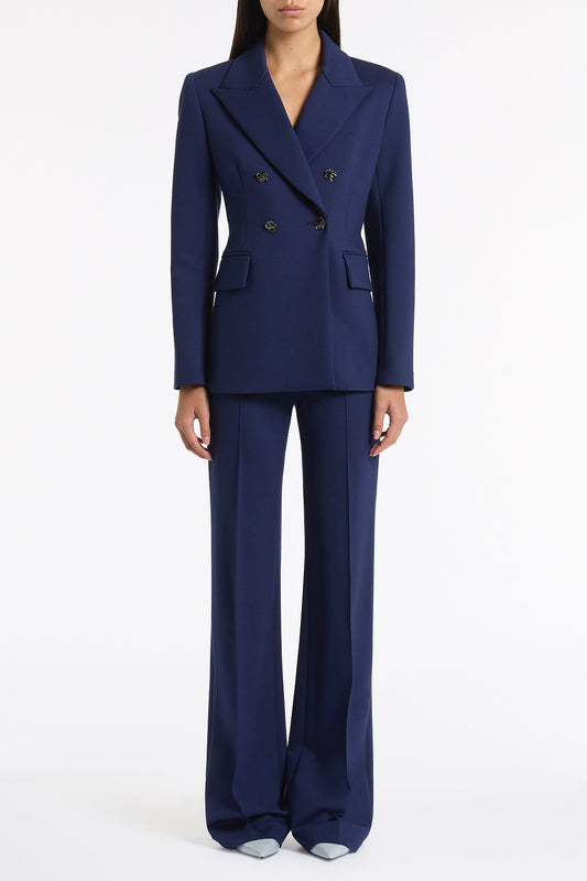 Image of Coats & Jackets. Product name - Deep Blue Ponte Double Breasted Blazer in Blue colour by brand - Carla Zampatti
