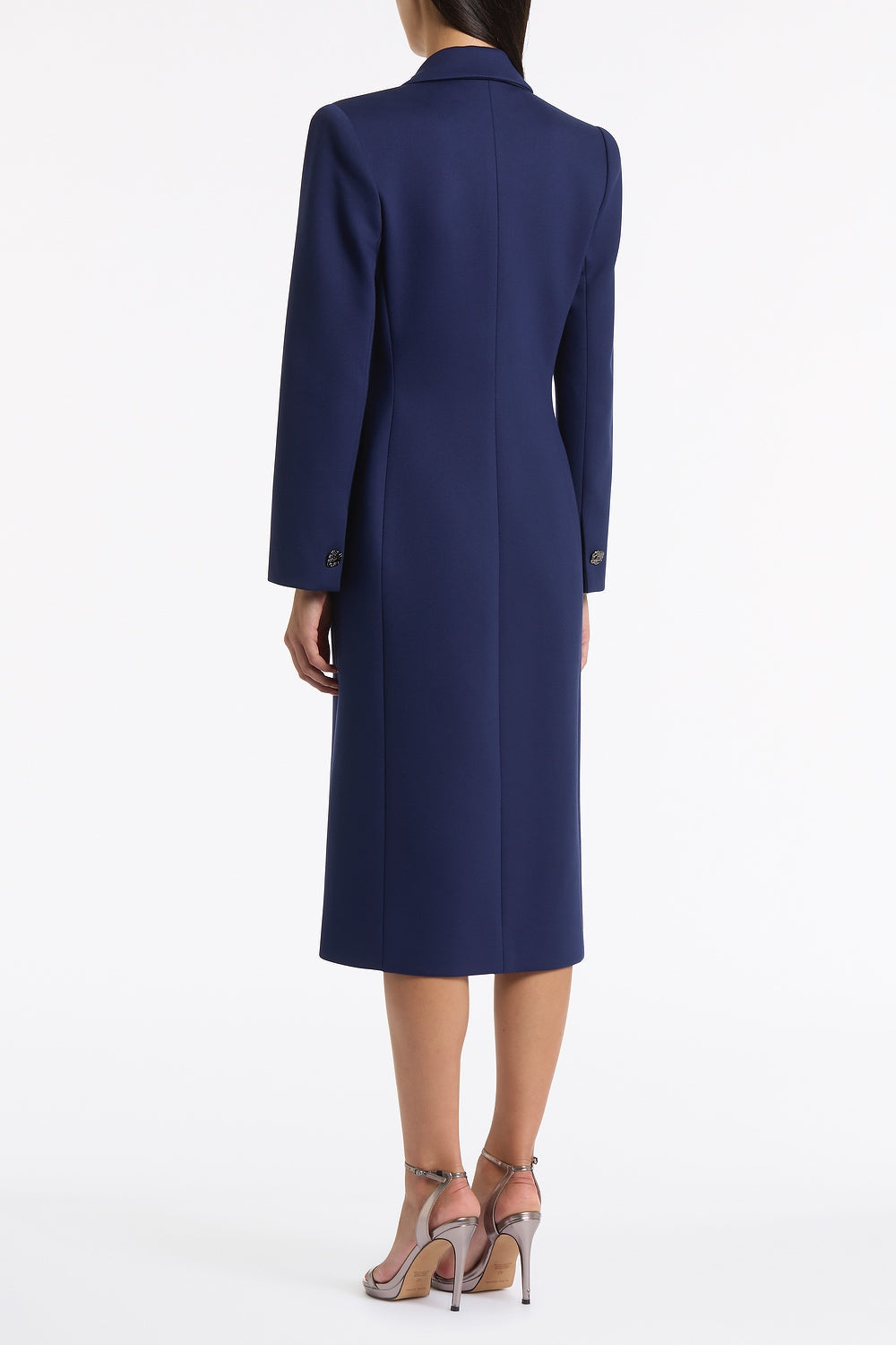 Carla Zampatti Deep Ponte Double Breasted Coat (Blue)