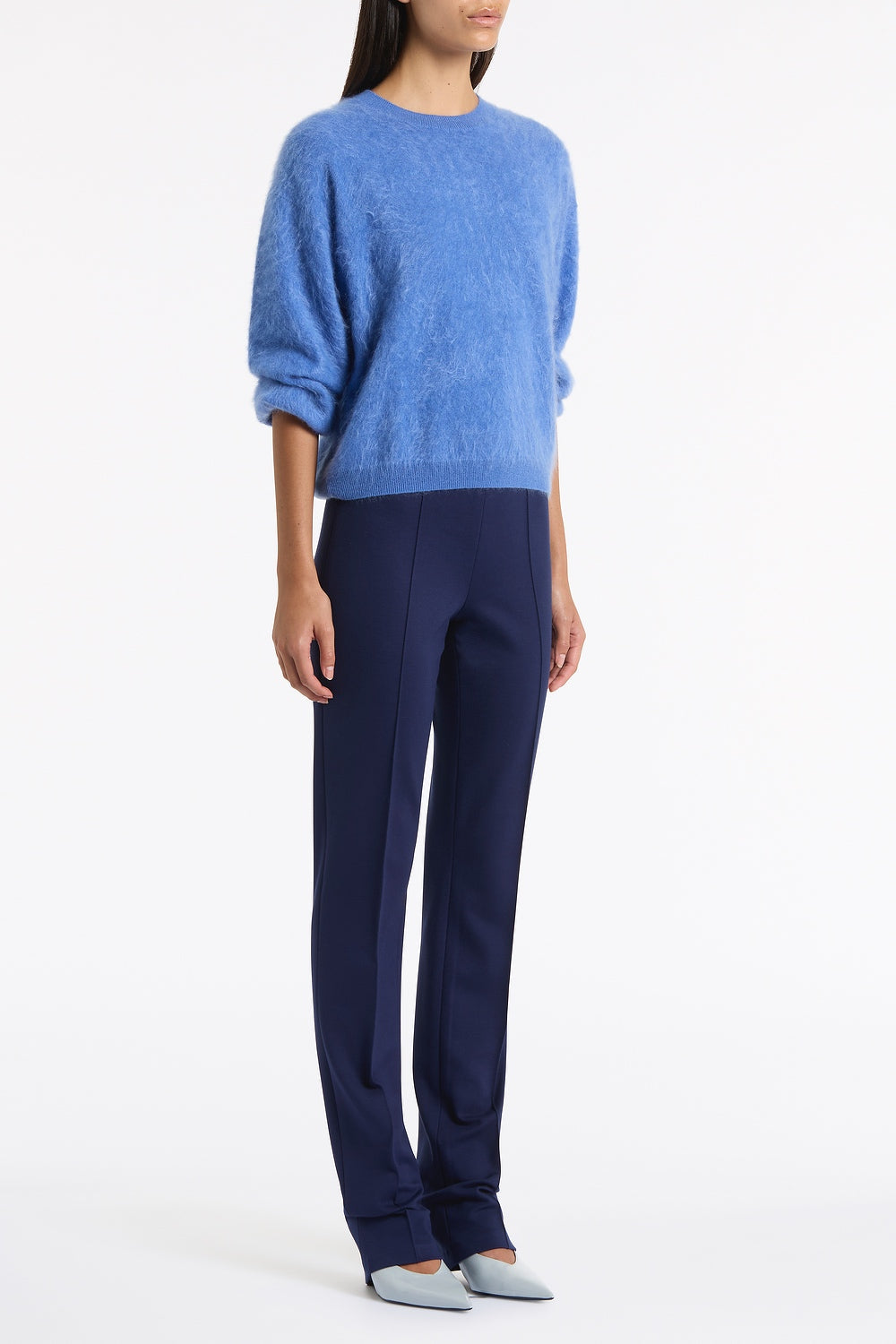 Carla Zampatti Deep Ponte Pinstitch Slim Leg Pant (Blue)