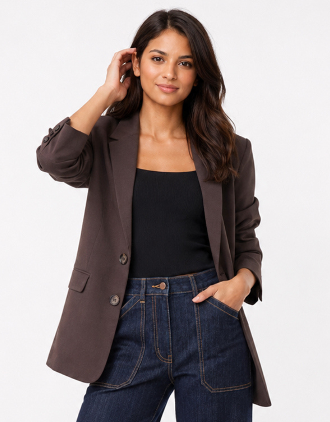 Image of Coats & Jackets. Product name - Diploma Two Button Vent Sleeve Blazer Dark Chocolate in Dark Chocolate colour by brand - Among The Brave