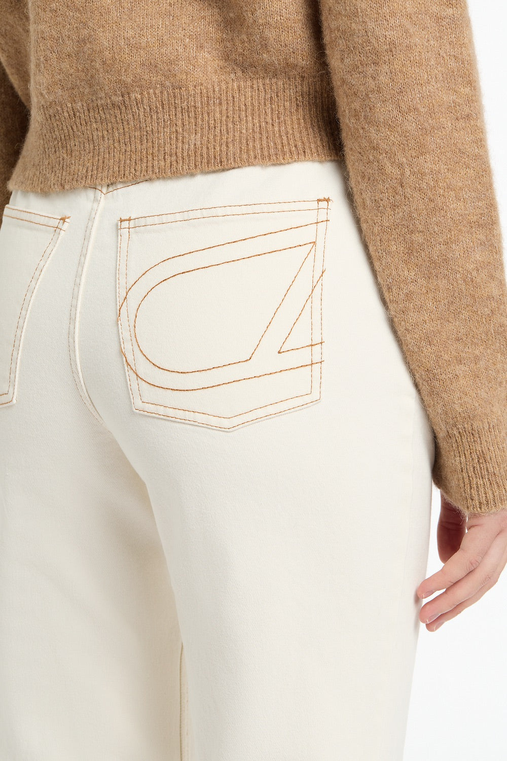 Carla Zampatti Ecru Bootleg Denim Jeans (White)