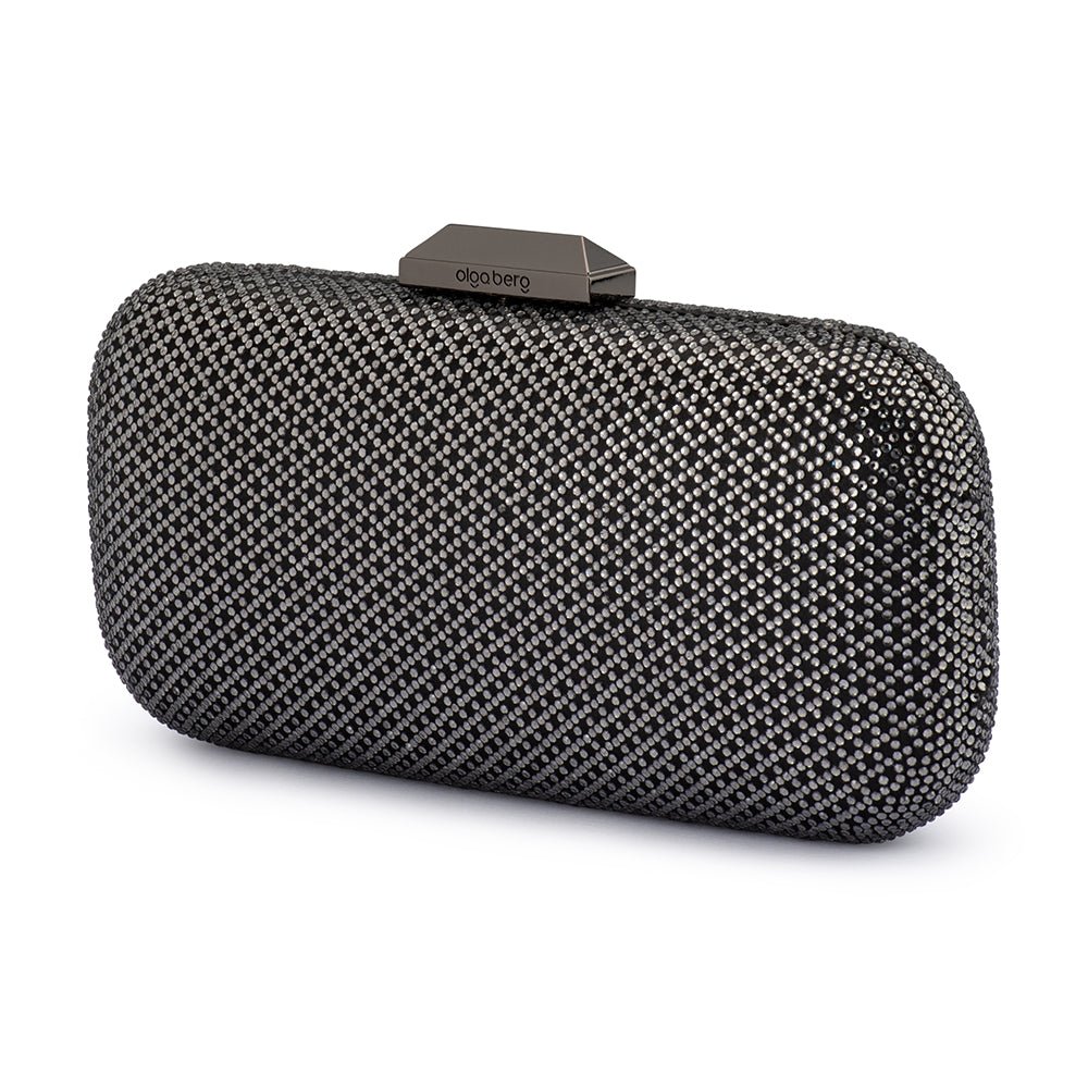 Olga Berg EDIE Crystal Clutch (Gunmental)