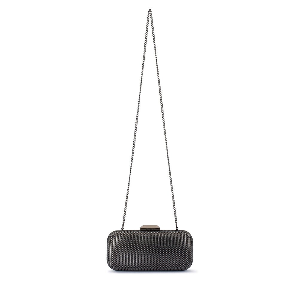Olga Berg EDIE Crystal Clutch (Gunmental)