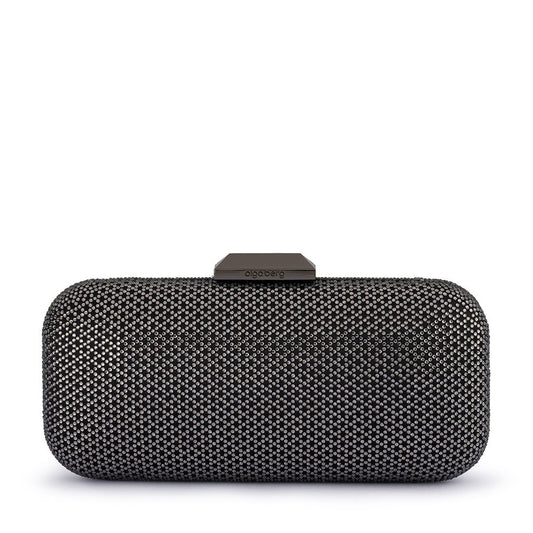 Olga Berg EDIE Crystal Clutch (Gunmental)