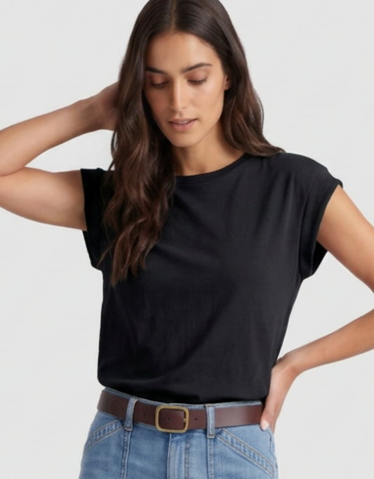 White & Co. The Edit Cap Sleeve Tank (Black)
