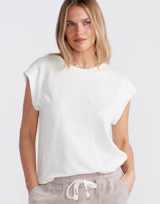 Image of T-Shirts. Product name - The Edit Cap Sleeve Tank White in White colour by brand - White & Co.