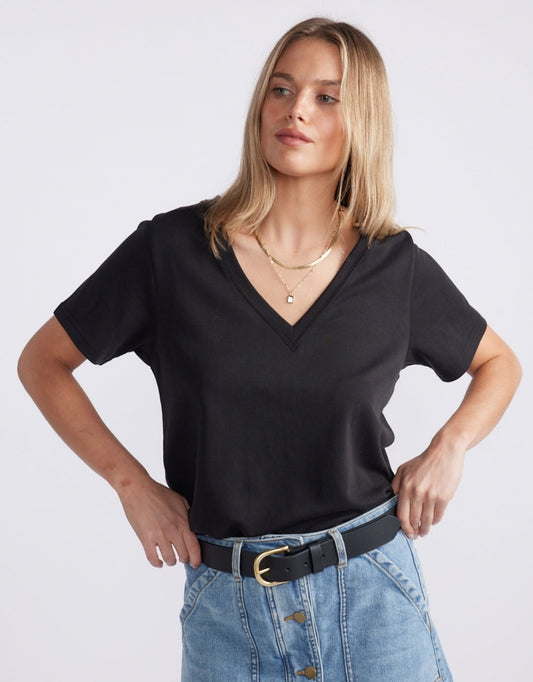 Image of T-Shirts. Product name - The Edit Tee Black in Black colour by brand - White & Co.