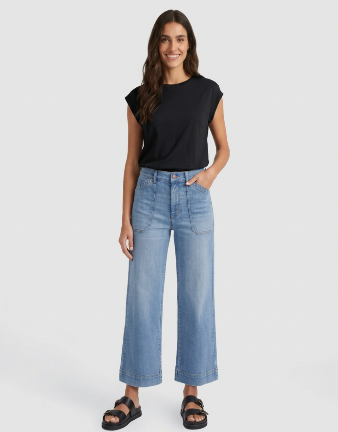 White & Co. The Edit Cap Sleeve Tank (Black)