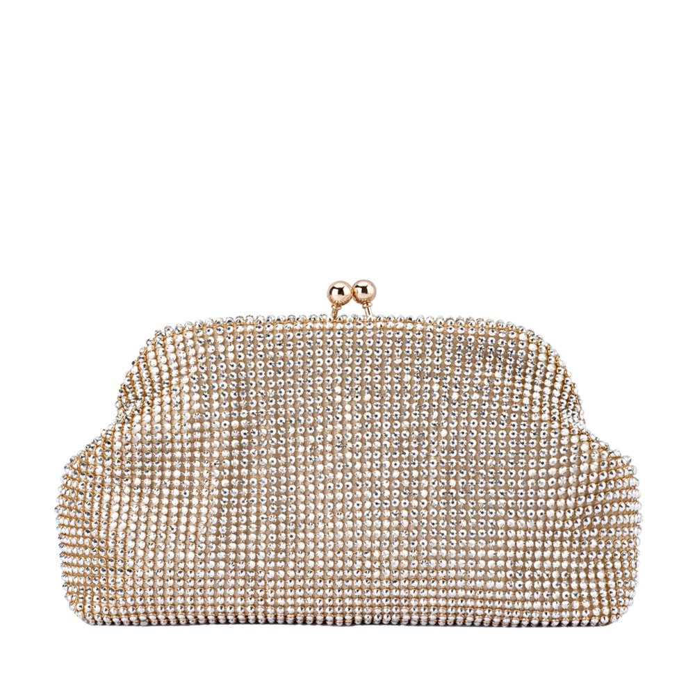 Olga Berg ELA Crystal Mesh Clutch (Champagne)