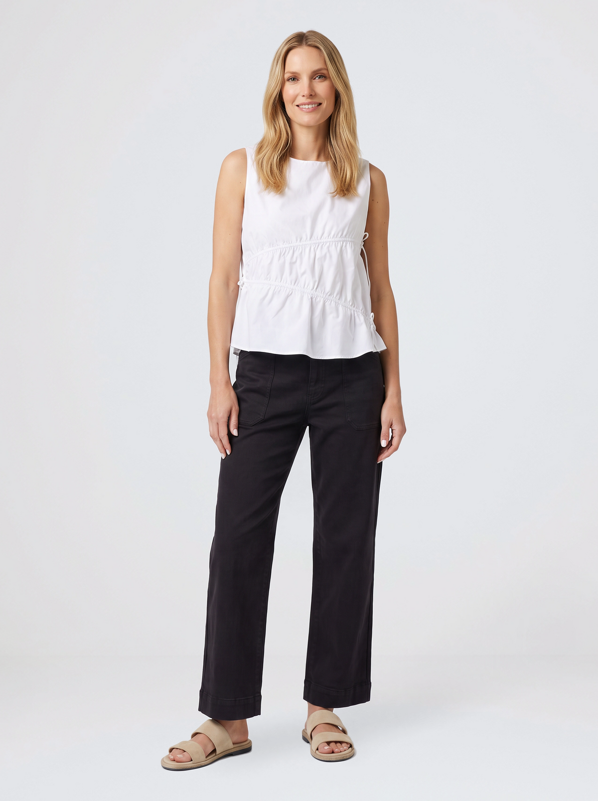 Sass Clothing Elin Gathered Tie Top (White)