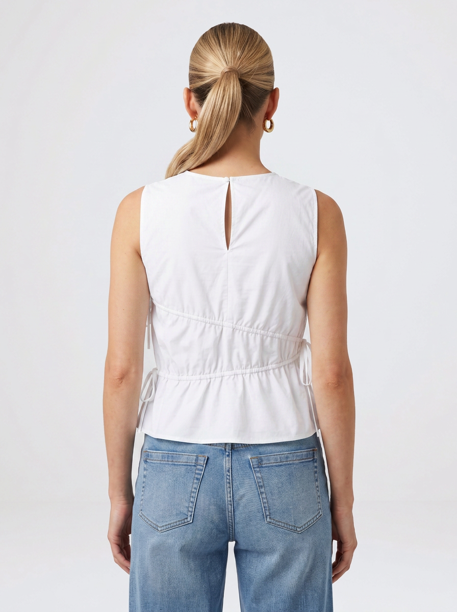 Sass Clothing Elin Gathered Tie Top (White)
