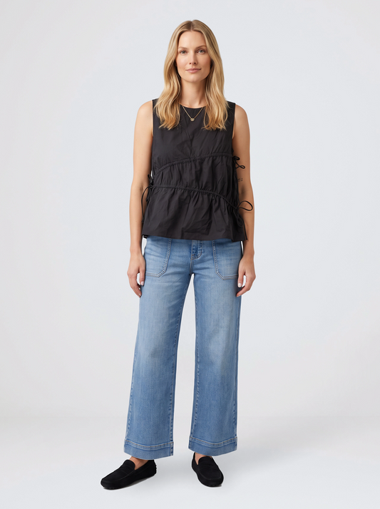 Sass Clothing Elin Gathered Tie Top (Black)