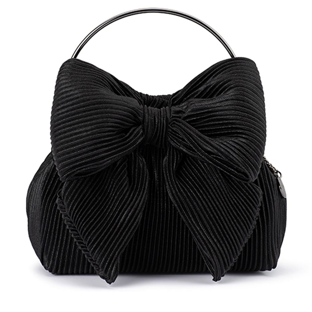 Olga Berg ELISE Pleated Top Handle (Black)