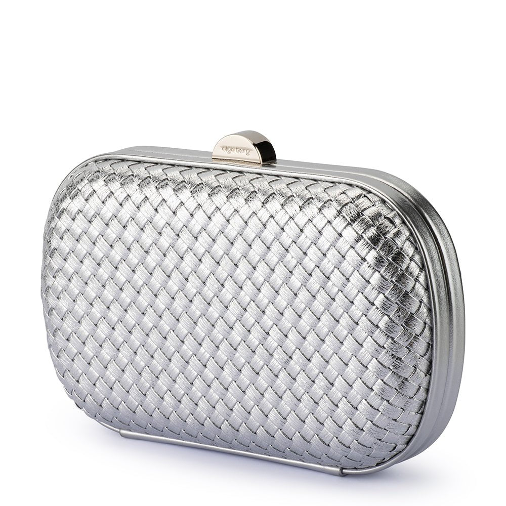 Olga Berg ELLA Woven Clutch (Silver)
