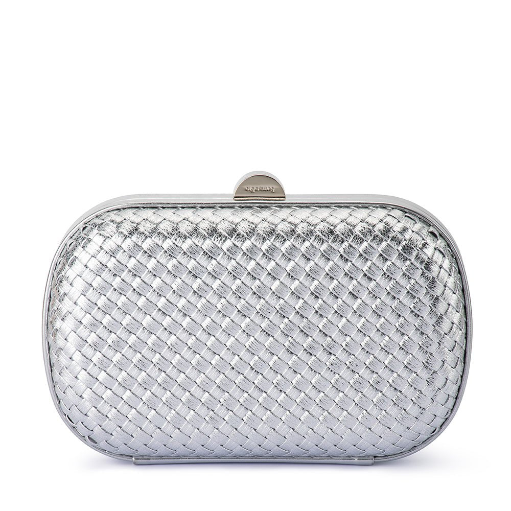 Olga Berg ELLA Woven Clutch (Silver)