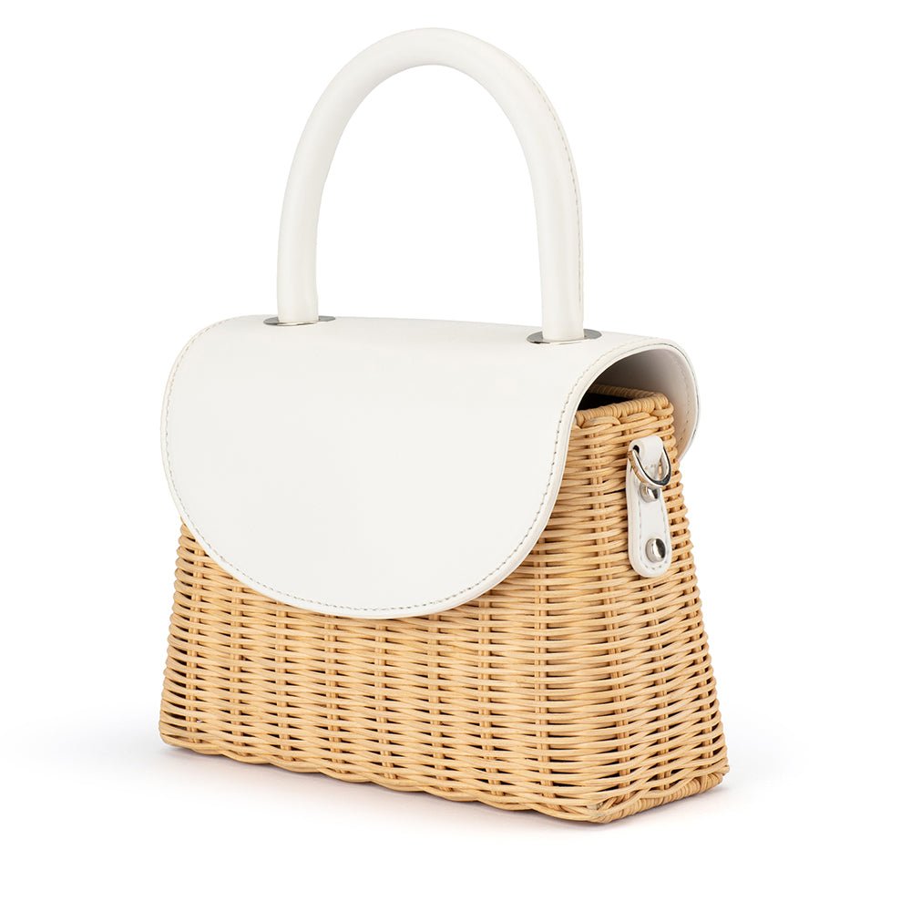 Olga Berg ELLE Wicker Top Handle (White)