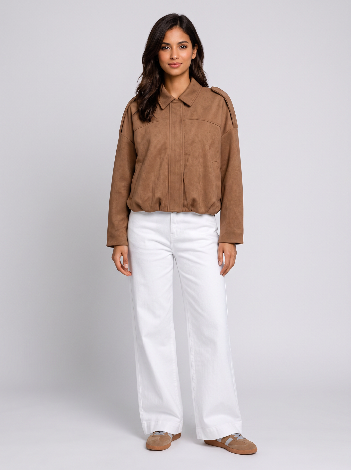 132 Fashion Elle Bomber Jacket (Soft Tan)