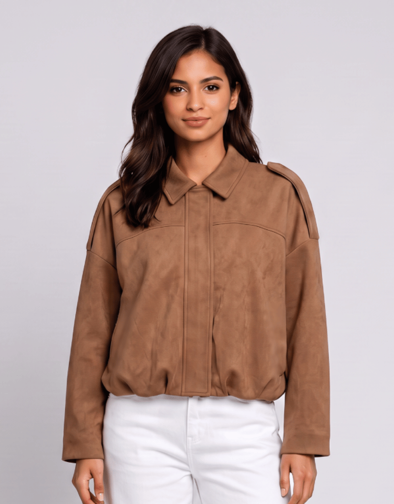 132 Fashion Elle Bomber Jacket (Soft Tan)