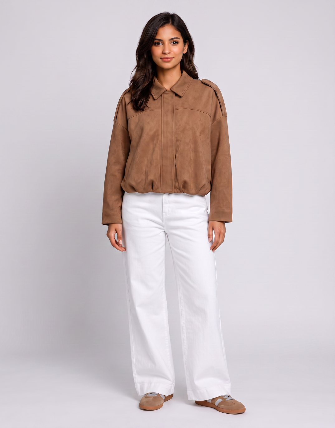 132 Fashion Elle Bomber Jacket (Soft Tan)