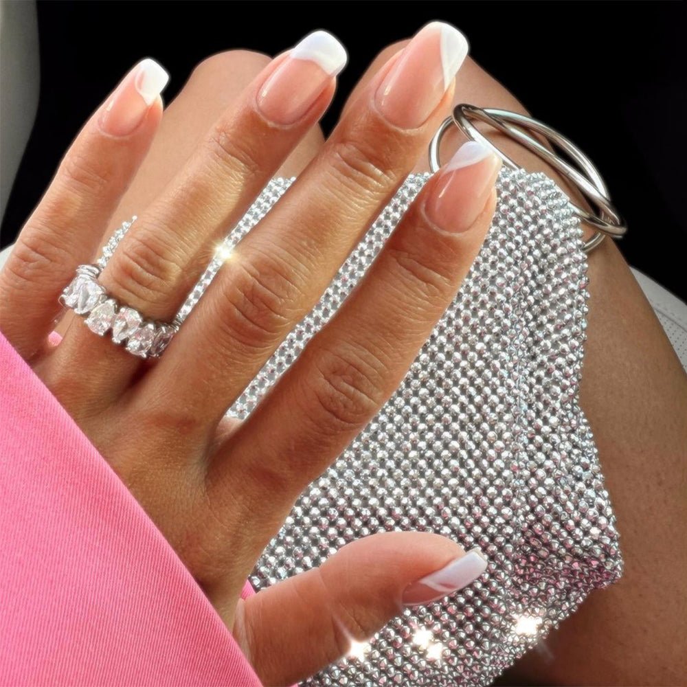 Olga Berg ELLIE Crystal Mesh Handle Bag (Silver)