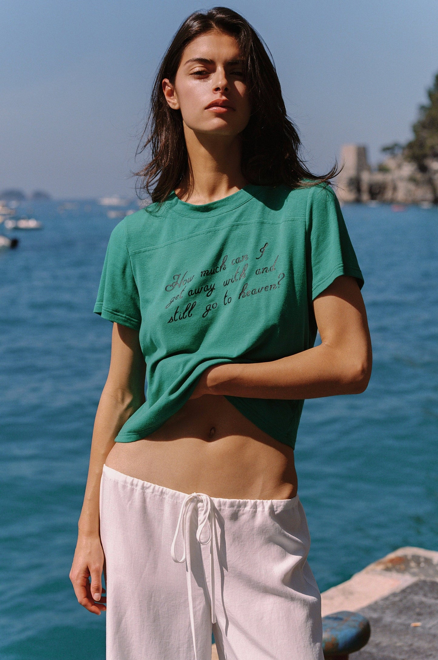 Image of T-Shirts. Product name - Ellie Tee in Emerald colour by brand - With Jéan