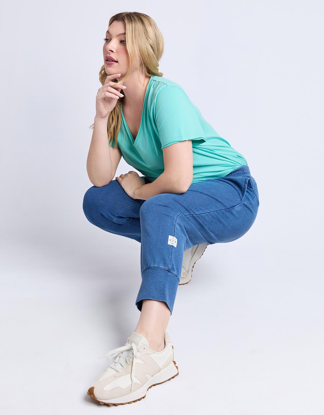 Elm 3/4 Brunch Pant (Blue Denim Look)
