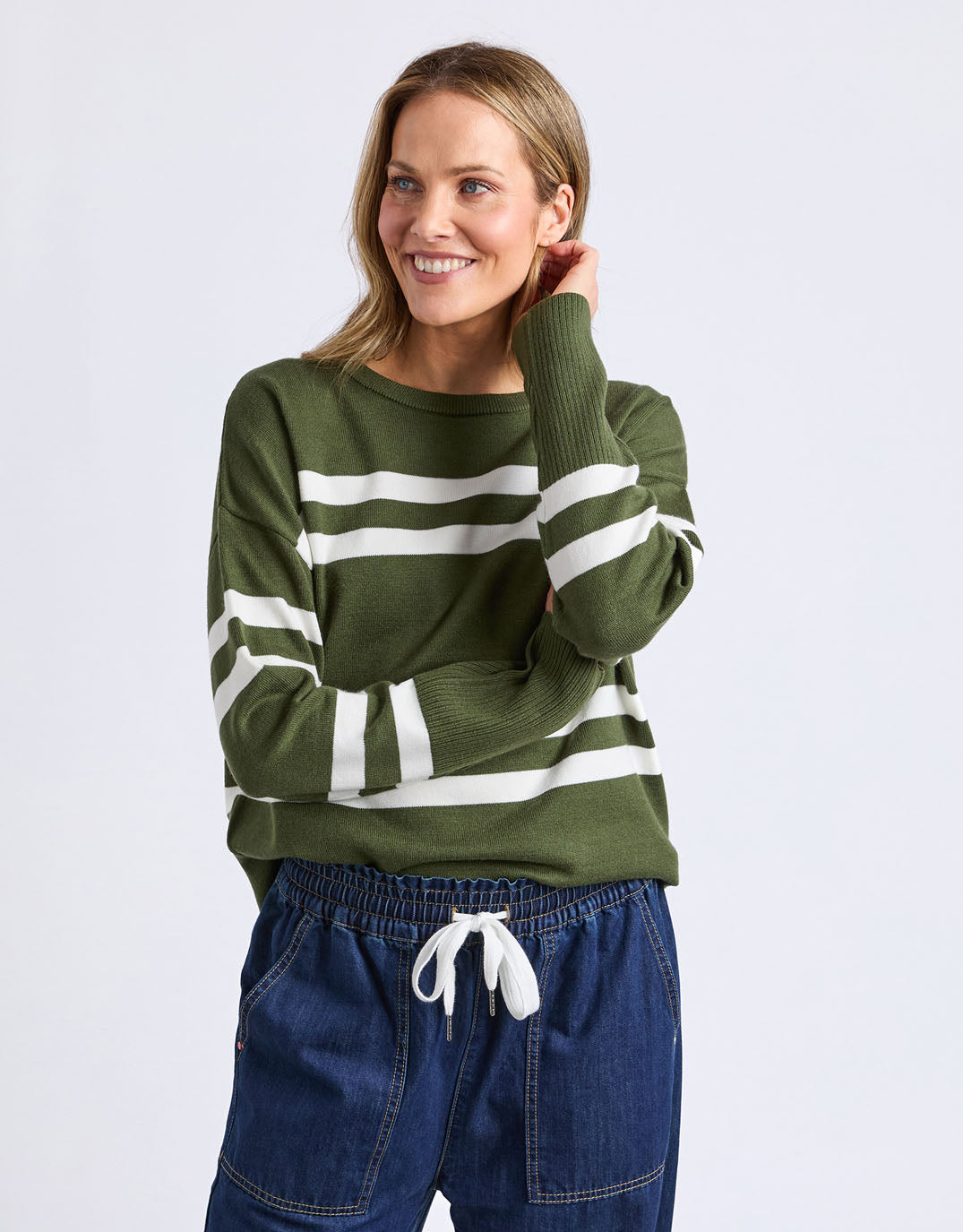 Image of T-Shirts. Product name - Allison Crew Deep Depths Stripe in Deep Depths Stripe colour by brand - Elm