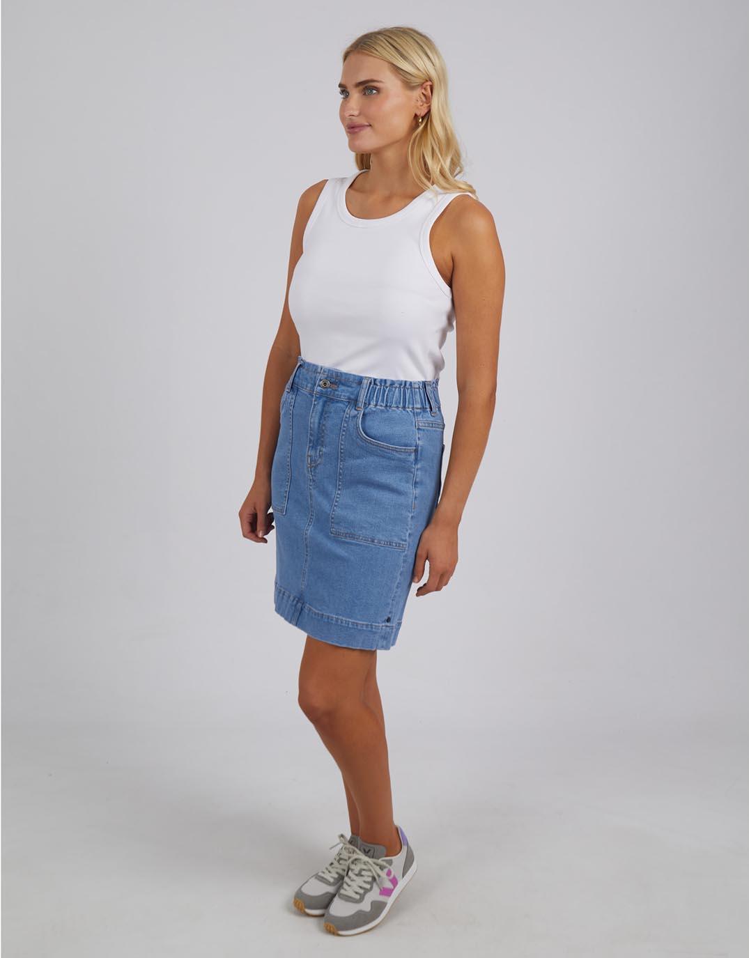 Atlas Denim Skirt - (Blue)