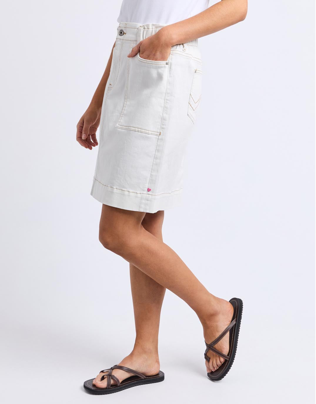 Elm Atlas Denim Skirt (Vintage White)