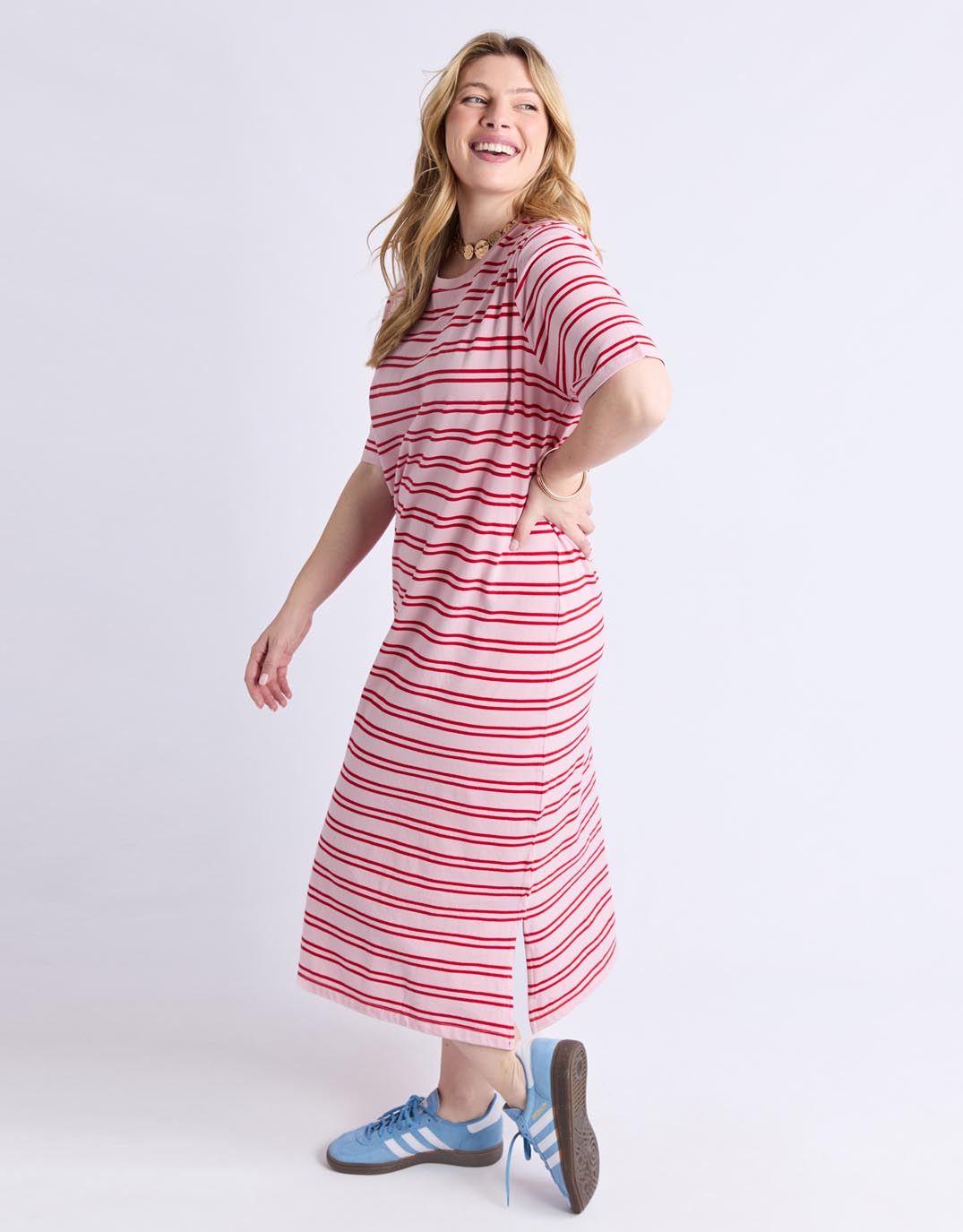 Elm Bon Bon Dress (Red And Pink Stripe)