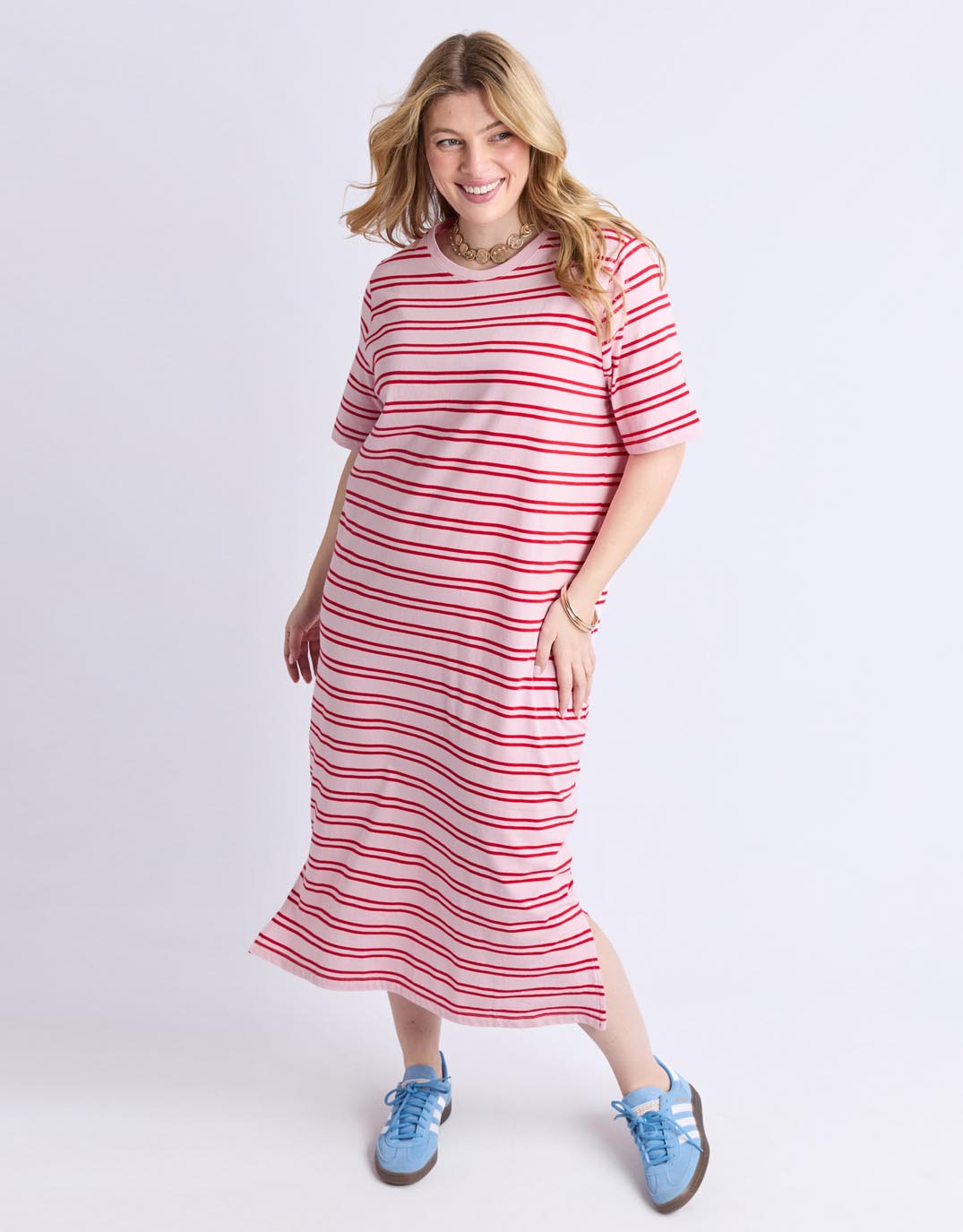 Elm Bon Bon Dress (Red And Pink Stripe)