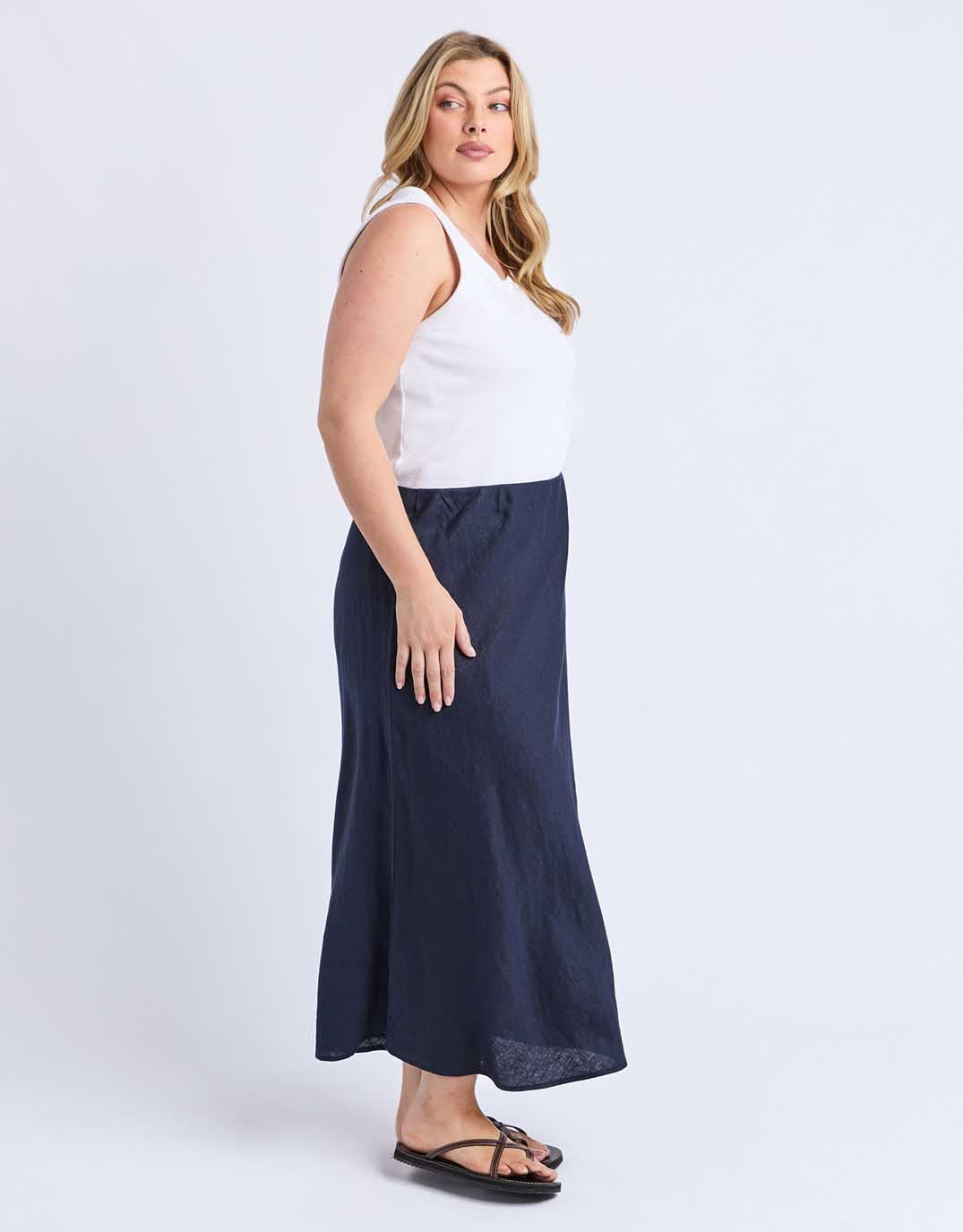 Elm Eleni Linen Skirt (Dark Sapphire)