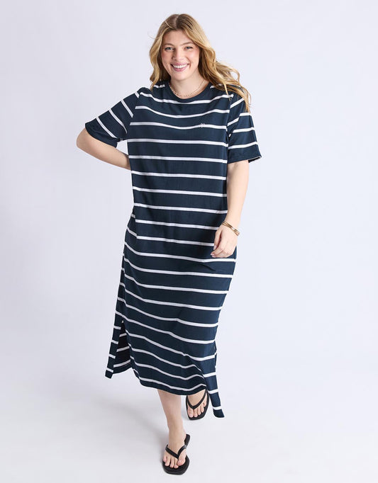 Halli Dress - (Navy & White Stripe)