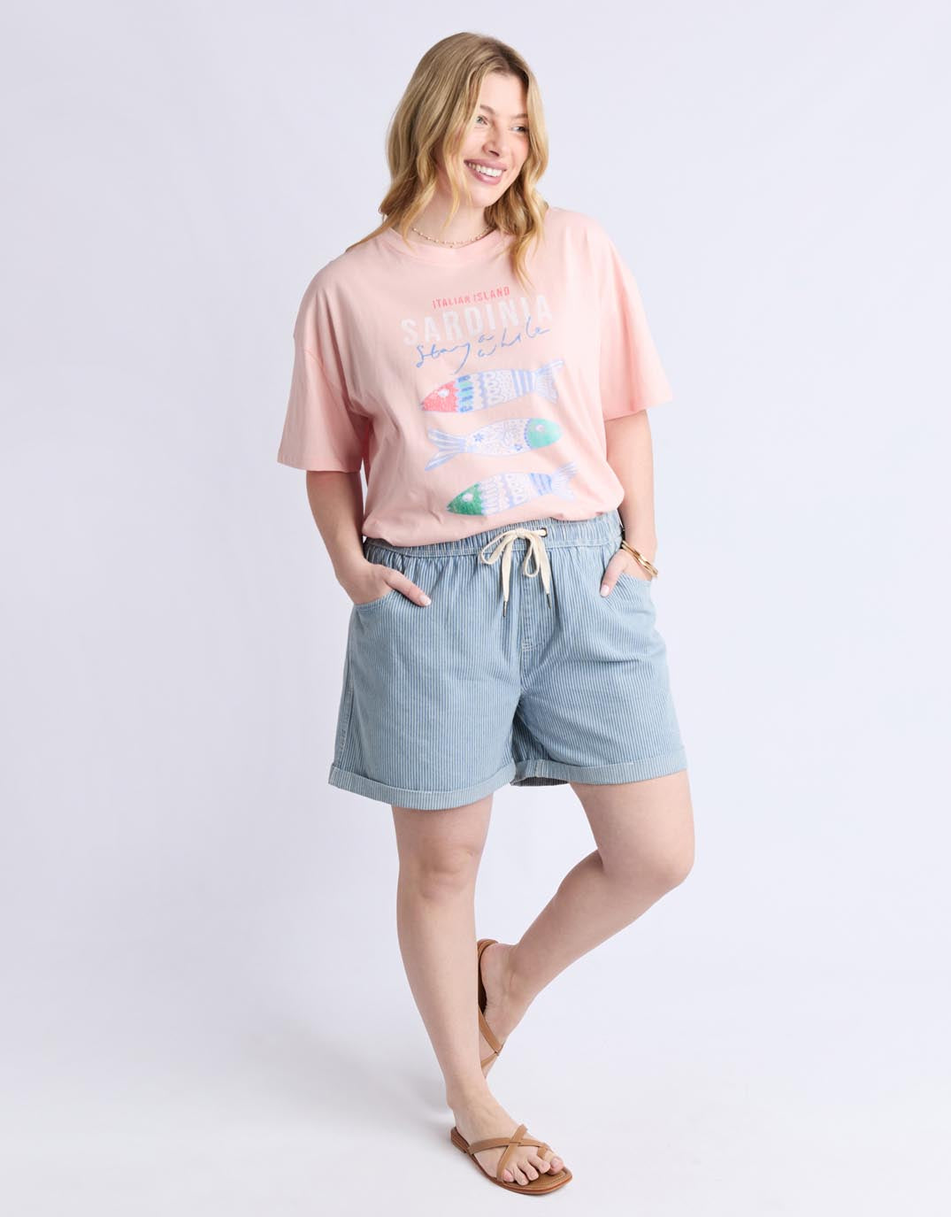Elm Holly Stripe Short (Blue & White Stripe)