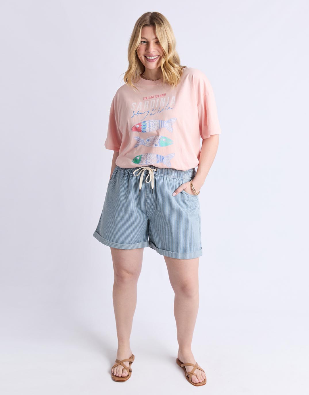 Elm Holly Stripe Short (Blue & White Stripe)
