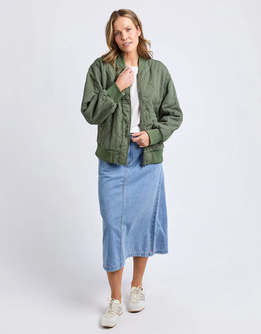 Elm Jean Bomber Jacket (Four Leaf Clover)