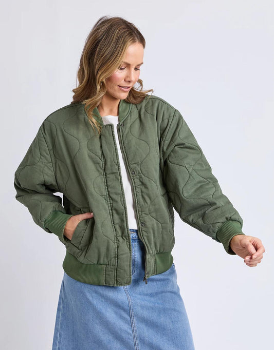 Image of Jackets. Productname: Jean Bomber Jacket - in Four Leaf Clover colour by brand - Elm