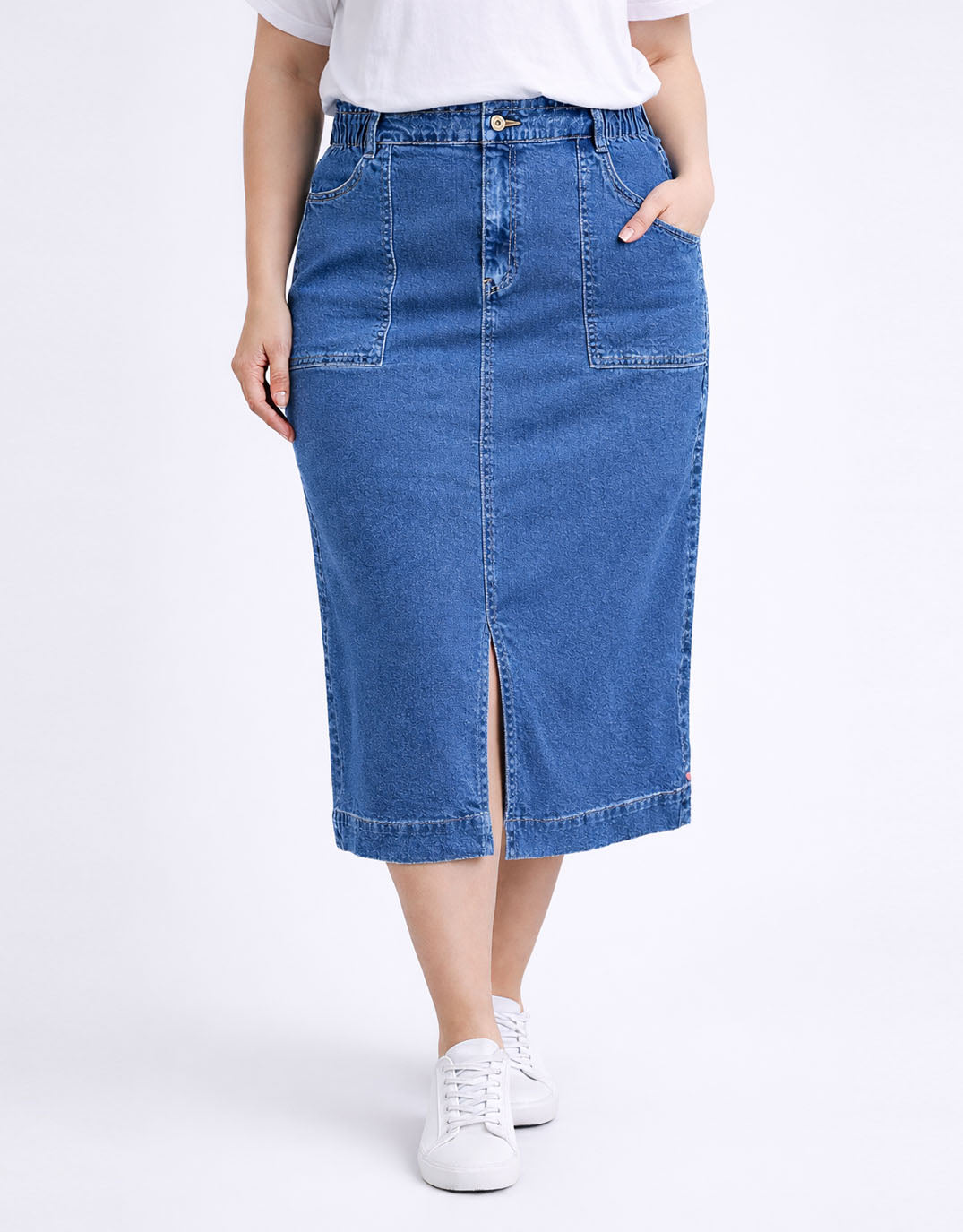 Elm Long Atlas Skirt (Dark Blue Wash)