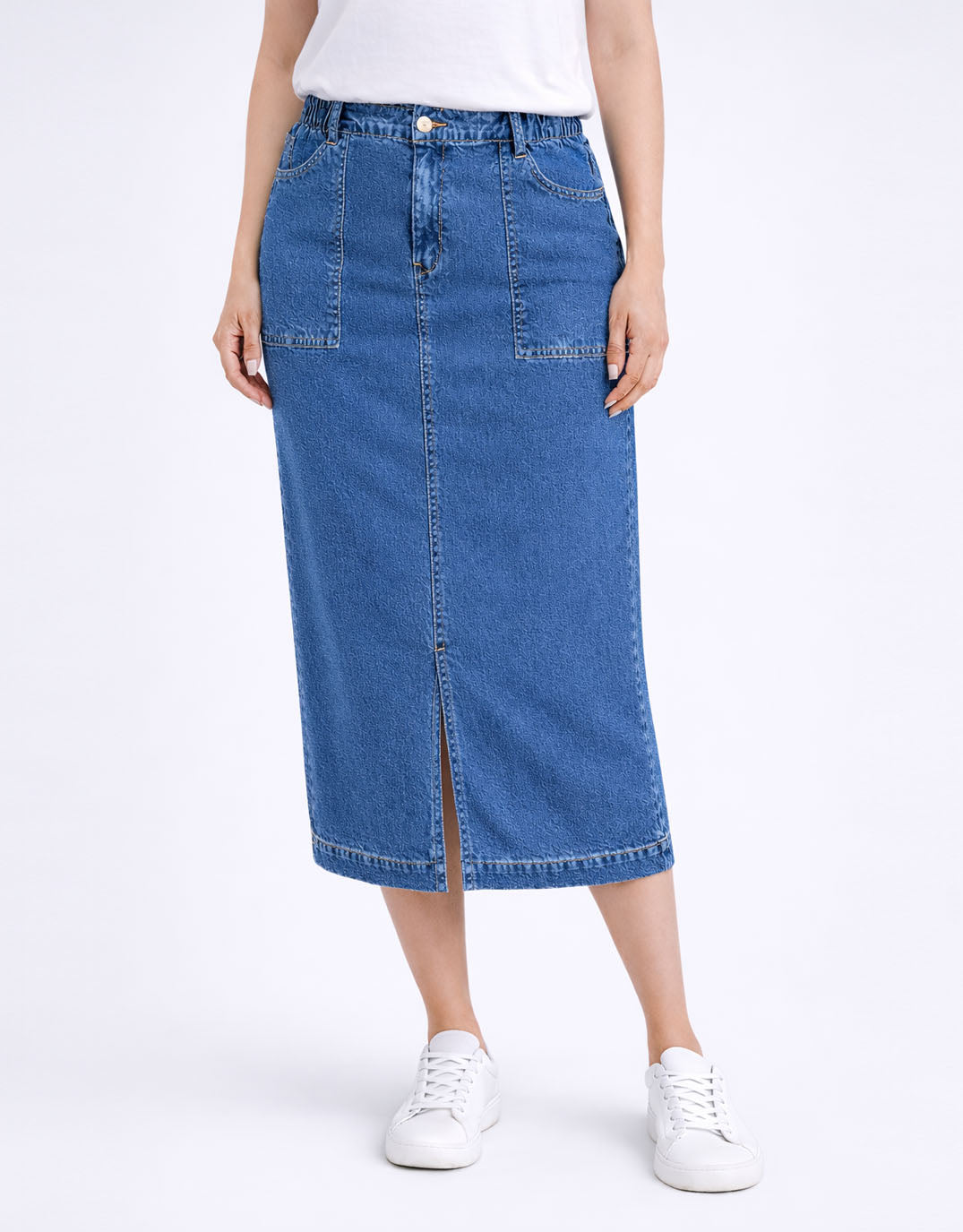 Elm Long Atlas Skirt (Dark Blue Wash)