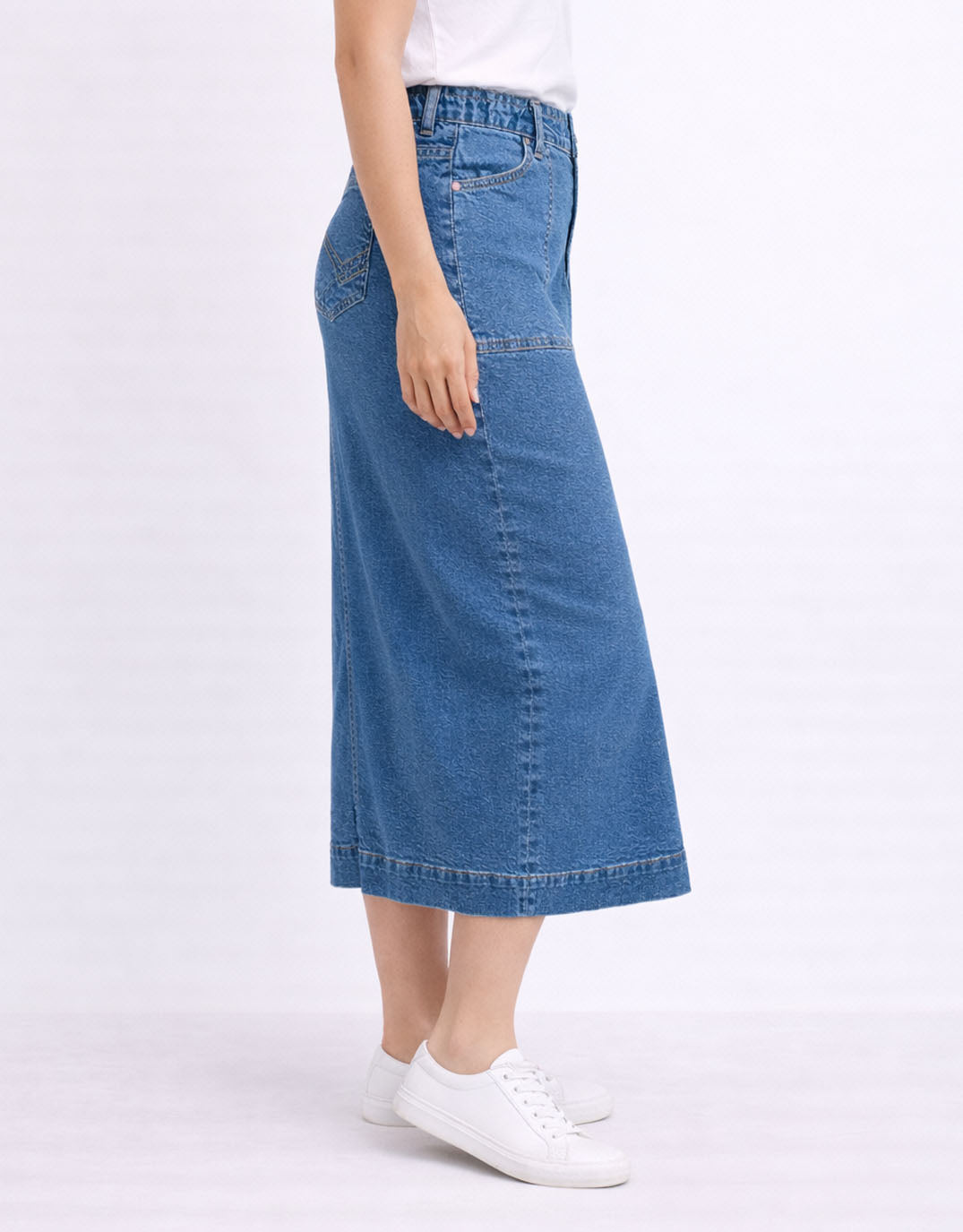 Elm Long Atlas Skirt (Dark Blue Wash)