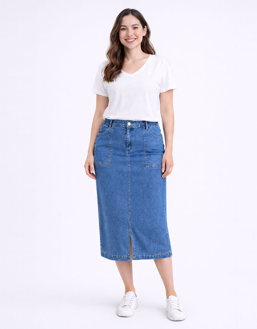 Elm Long Atlas Skirt (Dark Blue Wash)