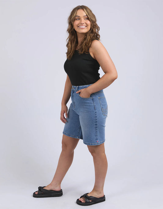 Macie Denim Shorts - (Mid Blue Wash)