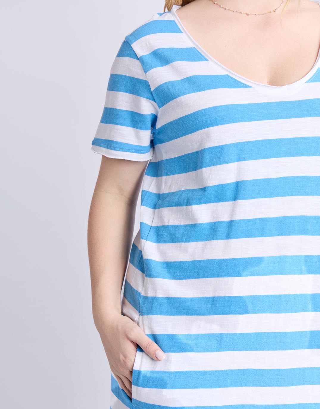 Elm Maeve Midi Dress (Azure Blue & White Stripe)
