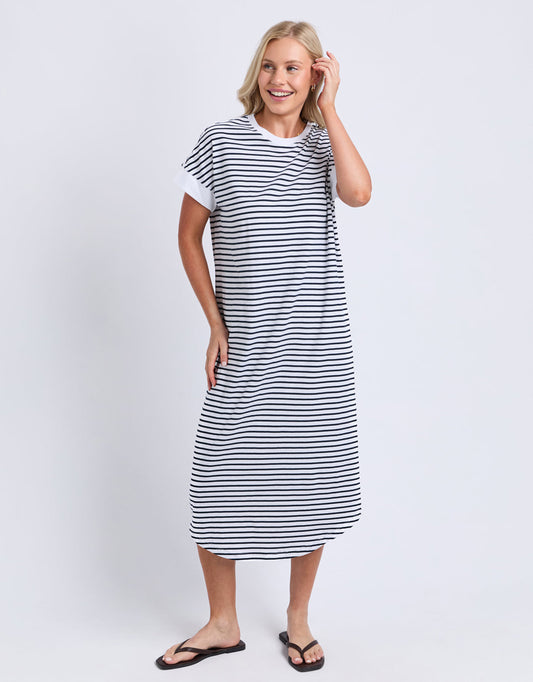 Image of Dresses. Product name - Maggie Stripe Dress White in White colour by brand - Elm