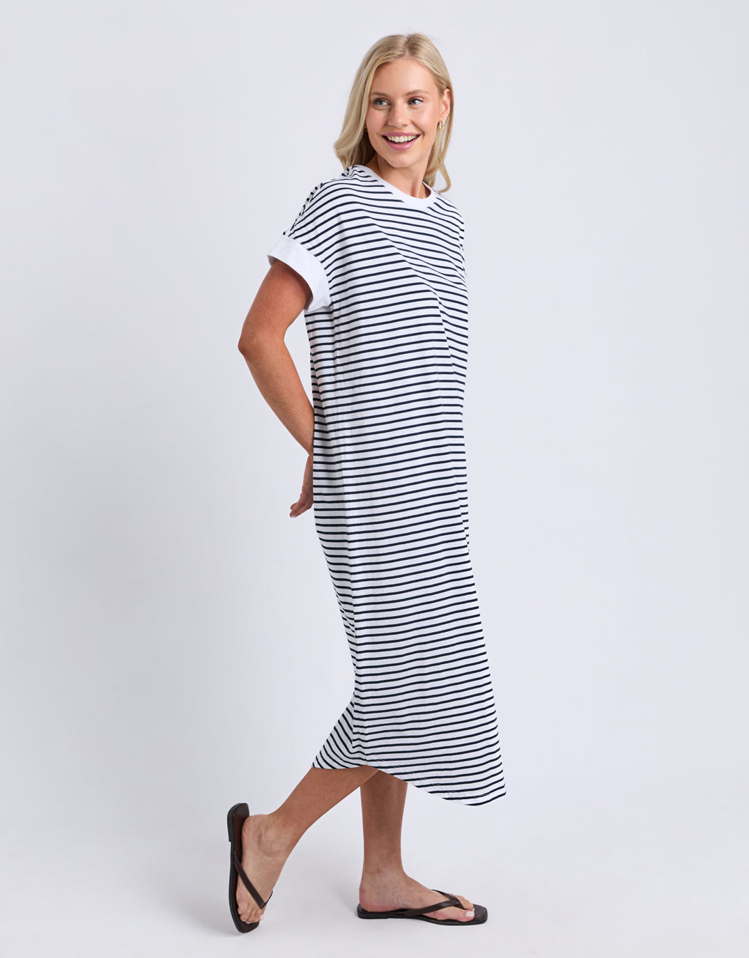 Elm Maggie Stripe Dress (White)