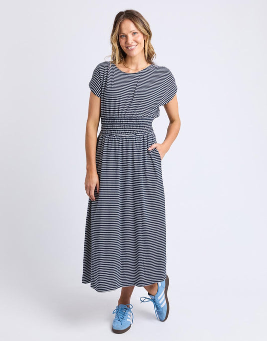Image of Dresses. Productname: Nelle Dress - in Navy & White Stripe colour by brand - Elm