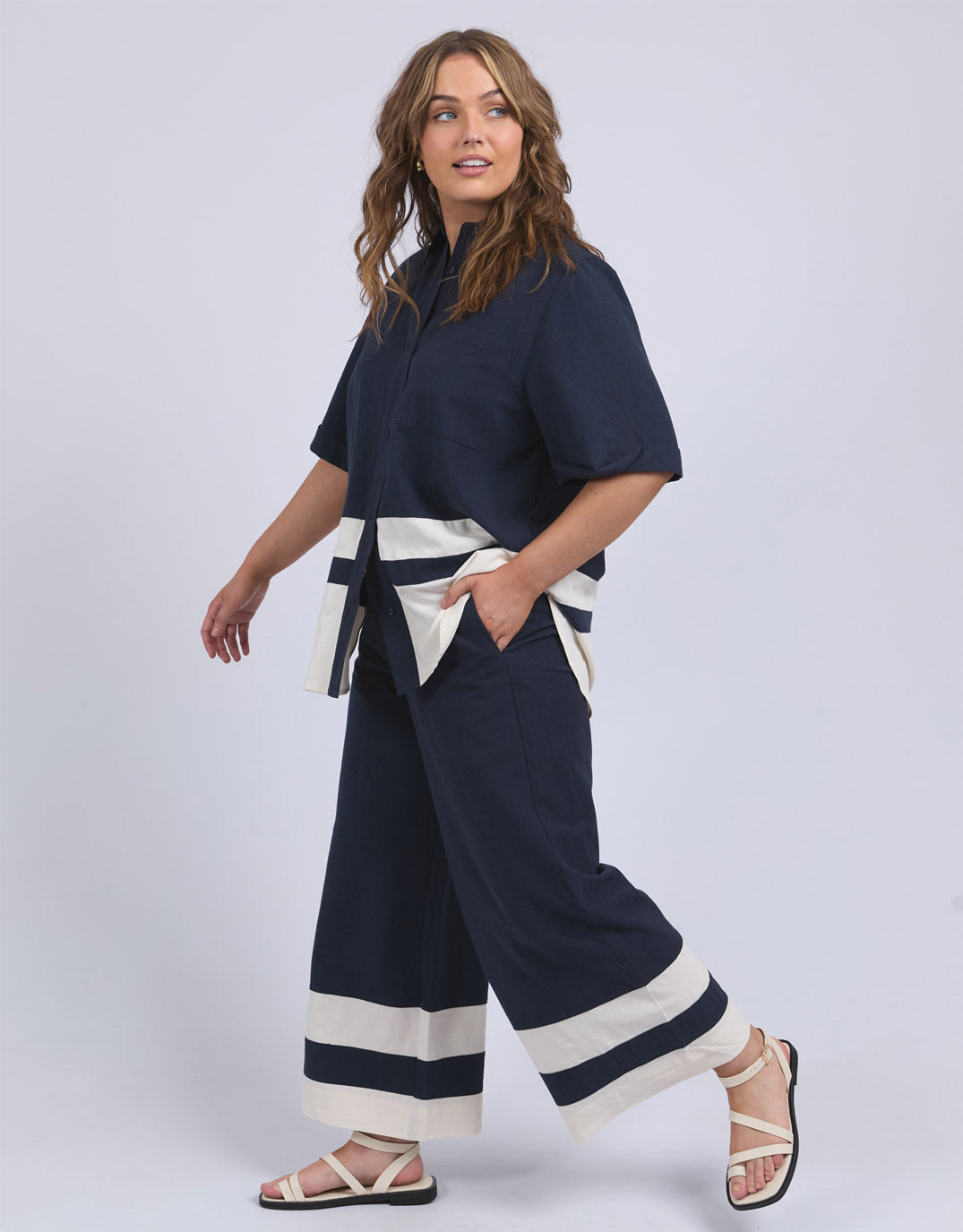 Elm Scarlet Pant (Navy Stripe)
