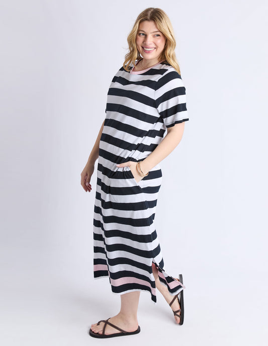 Sorrento Dress - (Black & White Stripe)