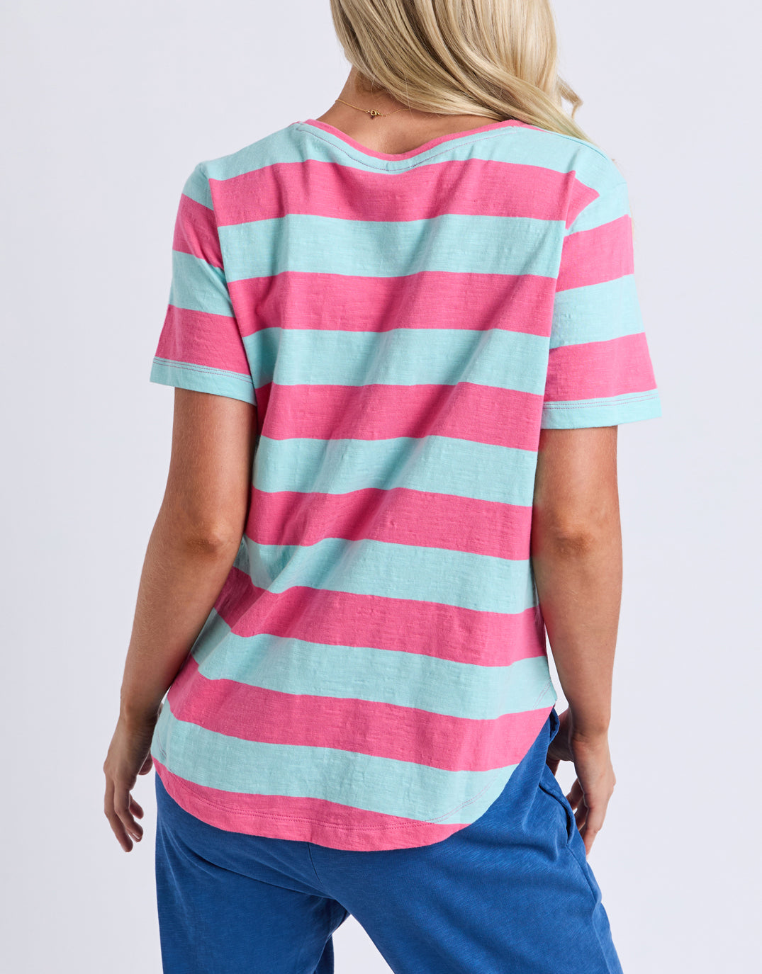 Elm Spritz Stripe Short Sleeve Tee (Blue/Pink Lemonade Stripe)