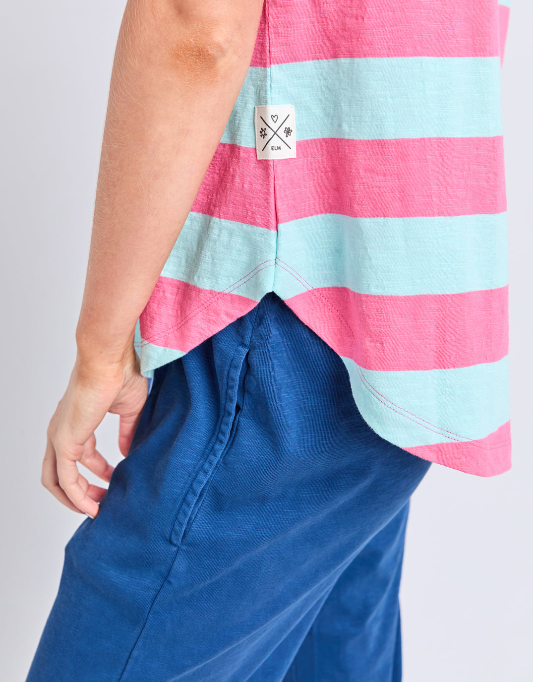 Elm Spritz Stripe Short Sleeve Tee (Blue/Pink Lemonade Stripe)